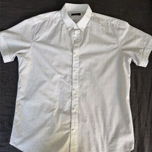 Theory Men's White and Gray Checkered Shirt
